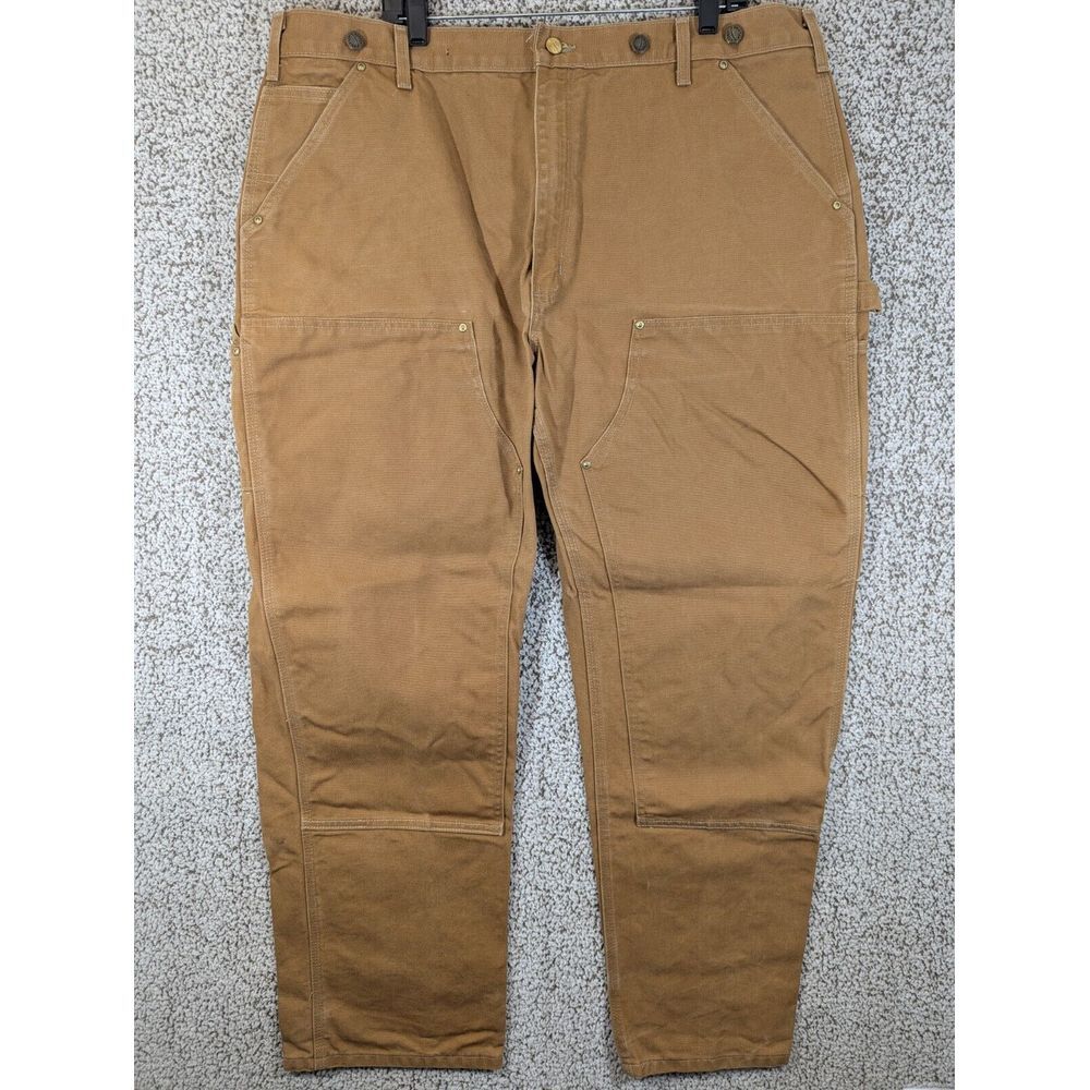 Carhartt Double Knee Pants 42x32 Brown Duck Canvas Carpenter Dungaree Jeans B01